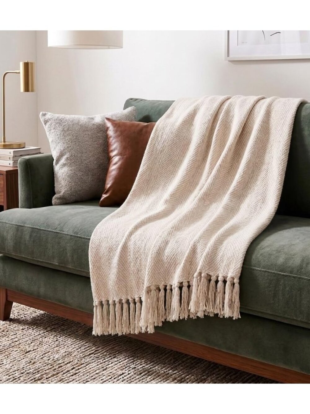 50x60 Throw Blanket - Soft and Breathable Cotton Throw Blanket for Couch, Bed